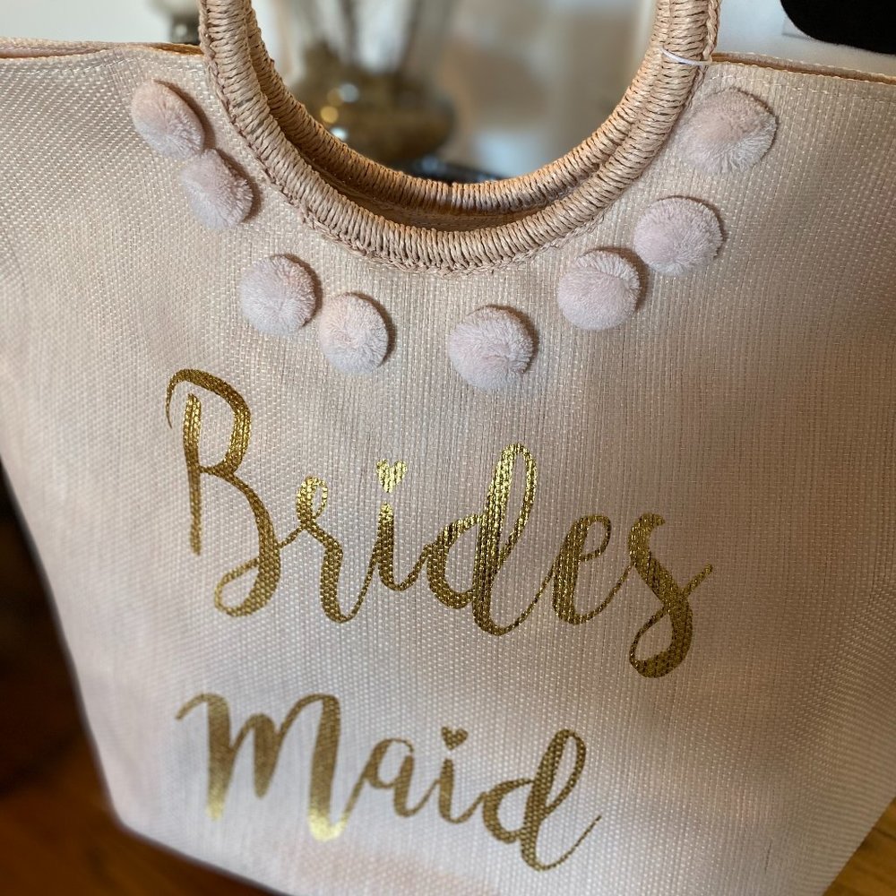 Shiraleah Mia Bridesmaid Tote Blush with Pom Poms